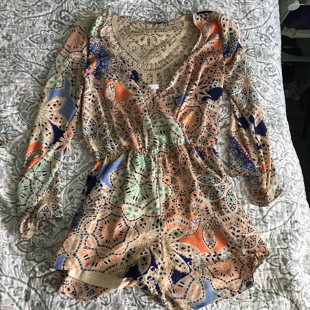 patterned crochet romper